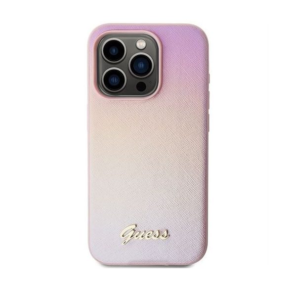 Husa GUESS pentru IPHONE 14 Pro GUHCP14LPSAIRSP (Saffiano Iridescent Script) roz