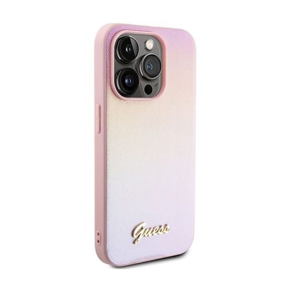 Husa GUESS pentru IPHONE 14 Pro GUHCP14LPSAIRSP (Saffiano Iridescent Script) roz