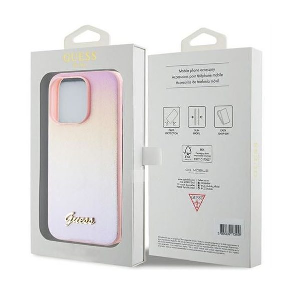 Husa GUESS pentru IPHONE 14 Pro GUHCP14LPSAIRSP (Saffiano Iridescent Script) roz