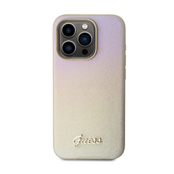 Husă GUESS pentru IPHONE 15 Pro GUHCP15LPSAIRSD (Saffiano Iridescent Script) auriu