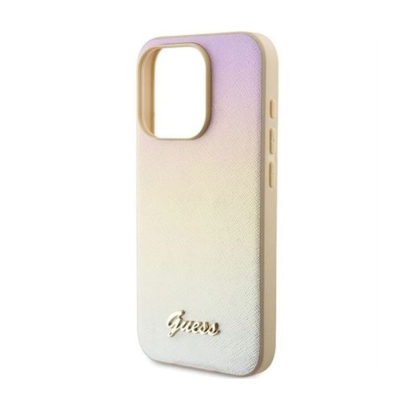 Husă GUESS pentru IPHONE 15 Pro GUHCP15LPSAIRSD (Saffiano Iridescent Script) auriu