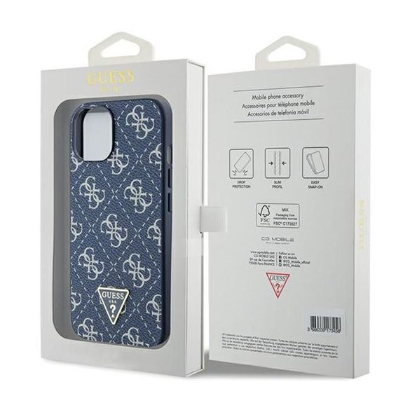 Husa GUESS pentru IPHONE 13 / 14 / 15 GUHCP15SPG4GPB (4G Triangle Metal Logo) albastra