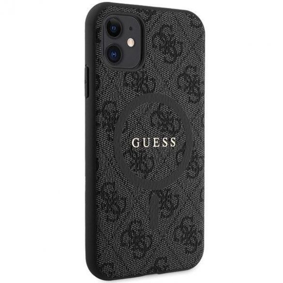 Husă originală GUESS GUHMN61G4GFRK pentru iPhone 11 (Magsafe / 4G Ring clasic logo / negru)