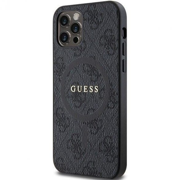 Husă originală GUESS GUHMP12MG4GFRK pentru iPhone 12/12 Pro (Magsafe / 4G Ring logo clasic / negru)