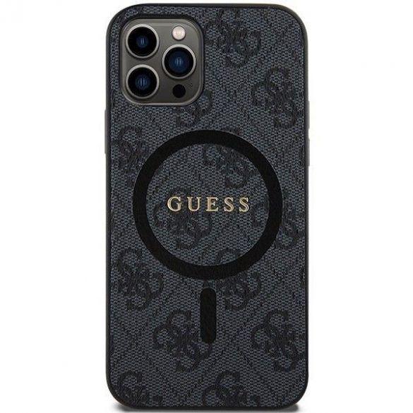 Husă originală GUESS GUHMP12MG4GFRK pentru iPhone 12/12 Pro (Magsafe / 4G Ring logo clasic / negru)