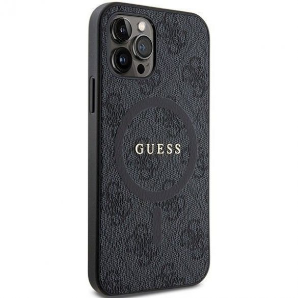 Husă originală GUESS GUHMP12MG4GFRK pentru iPhone 12/12 Pro (Magsafe / 4G Ring logo clasic / negru)