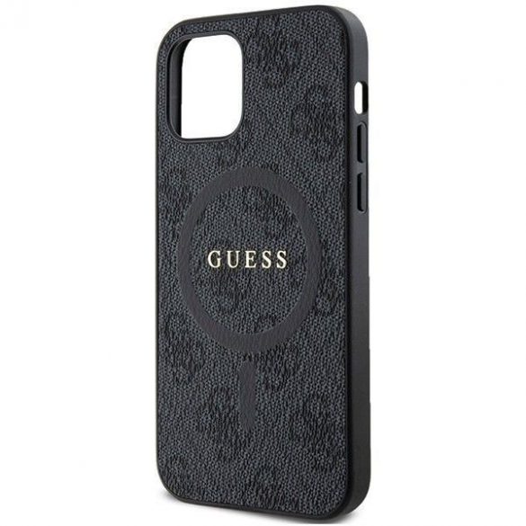 Husă originală GUESS GUHMP12MG4GFRK pentru iPhone 12/12 Pro (Magsafe / 4G Ring logo clasic / negru)