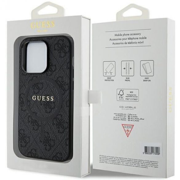 Husă originală GUESS GUHMP14LG4GFRK pentru iPhone 14 Pro (Magsafe / 4G Ring logo clasic / negru)