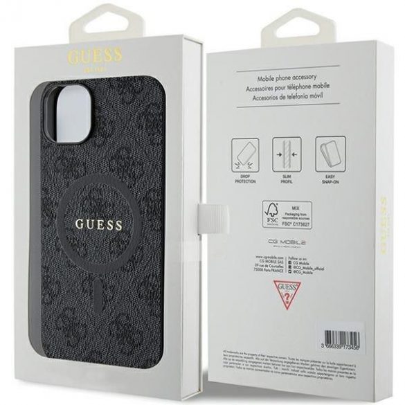 Husă originală GUESS GUHMP15MG4GFRK pentru iPhone 15 Plus (Magsafe / 4G Ring clasic logo / negru)