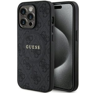 Husă originală GUESS GUHMP15LG4GFRK pentru iPhone 15 Pro (Magsafe / logo clasic 4G Ring / negru)