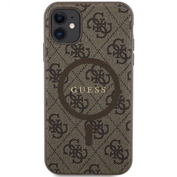 Husă originală GUESS GUHMN61G4GFRW pentru iPhone 11 (Magsafe / 4G Ring clasic logo / maro)