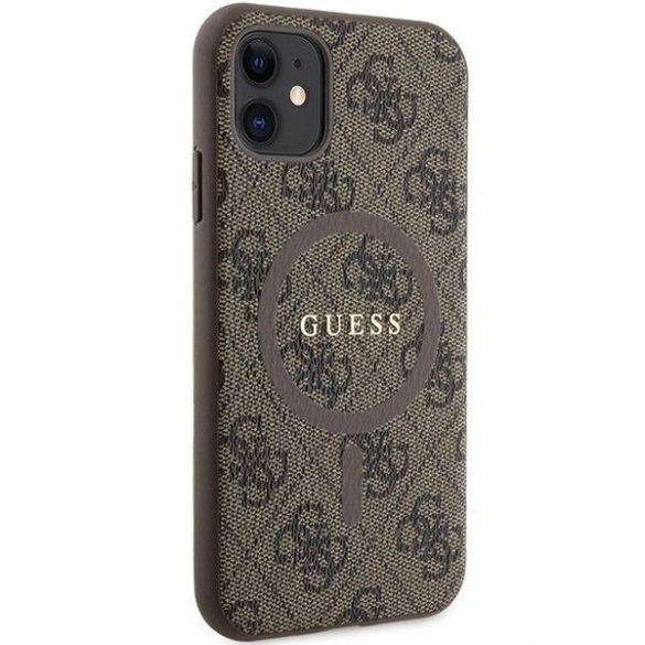 Husă originală GUESS GUHMN61G4GFRW pentru iPhone 11 (Magsafe / 4G Ring clasic logo / maro)