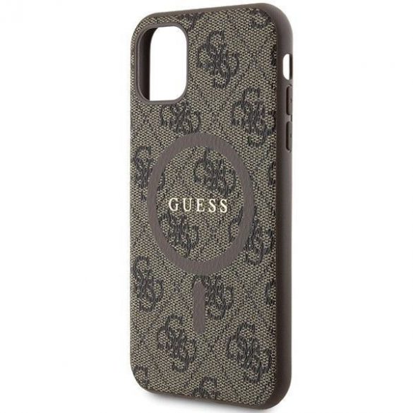 Husă originală GUESS GUHMN61G4GFRW pentru iPhone 11 (Magsafe / 4G Ring clasic logo / maro)