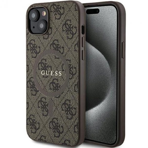 Husă originală GUESS GUHMP15SG4GFRW pentru iPhone 15 (Magsafe / 4G Ring clasic logo / maro)