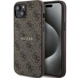 Husă originală GUESS GUHMP15MG4GFRW pentru iPhone 15 Plus / 14 Plus 6.7" (Piele 4G Metal Logo / maro)