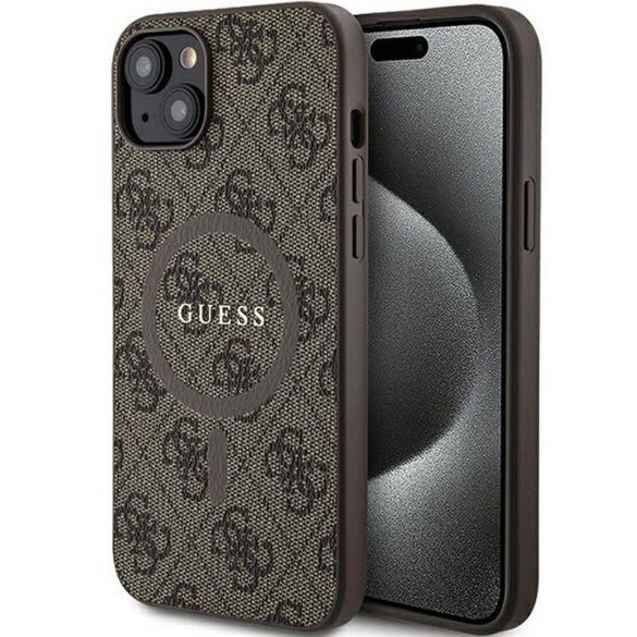 Husă originală GUESS GUHMP15MG4GFRW pentru iPhone 15 Plus / 14 Plus 6.7" (Piele 4G Metal Logo / maro)