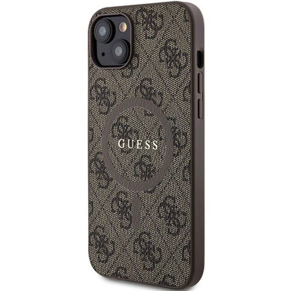 Husă originală GUESS GUHMP15MG4GFRW pentru iPhone 15 Plus / 14 Plus 6.7" (Piele 4G Metal Logo / maro)