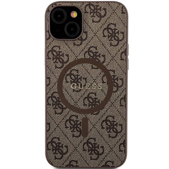 Husă originală GUESS GUHMP15MG4GFRW pentru iPhone 15 Plus / 14 Plus 6.7" (Piele 4G Metal Logo / maro)