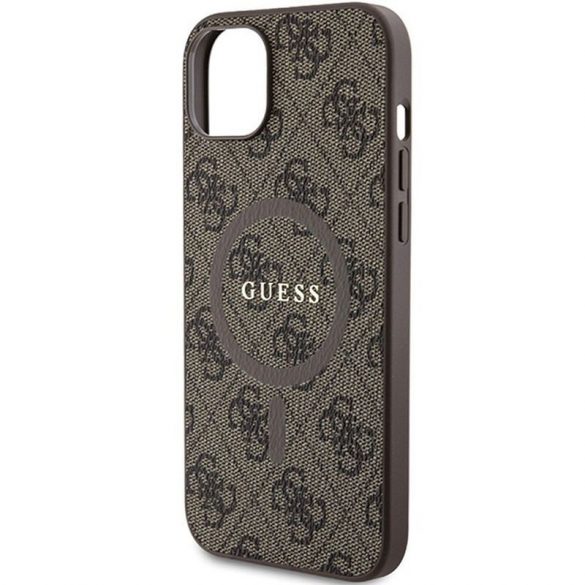 Husă originală GUESS GUHMP15MG4GFRW pentru iPhone 15 Plus / 14 Plus 6.7" (Piele 4G Metal Logo / maro)