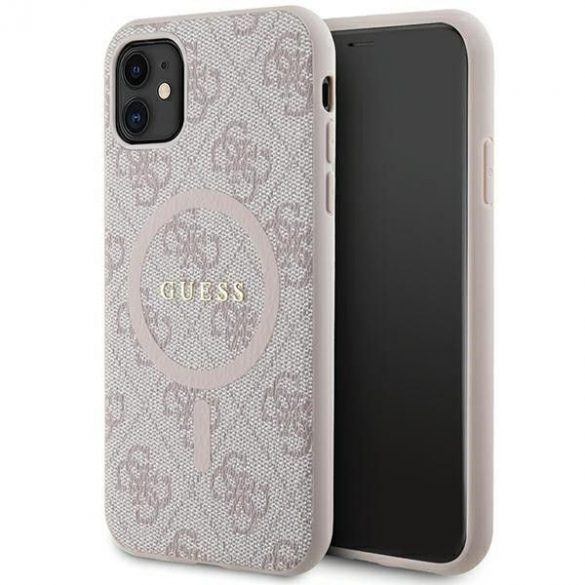 Husă originală GUESS GUHMN61G4GFRP pentru iPhone 11 (Magsafe / 4G Ring logo clasic / roz)