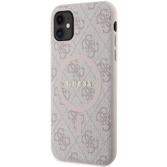 Husă originală GUESS GUHMN61G4GFRP pentru iPhone 11 (Magsafe / 4G Ring logo clasic / roz)