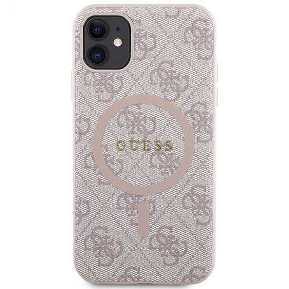 Husă originală GUESS GUHMN61G4GFRP pentru iPhone 11 (Magsafe / 4G Ring logo clasic / roz)