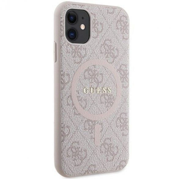 Husă originală GUESS GUHMN61G4GFRP pentru iPhone 11 (Magsafe / 4G Ring logo clasic / roz)