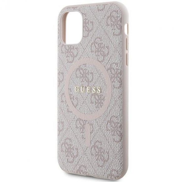 Husă originală GUESS GUHMN61G4GFRP pentru iPhone 11 (Magsafe / 4G Ring logo clasic / roz)