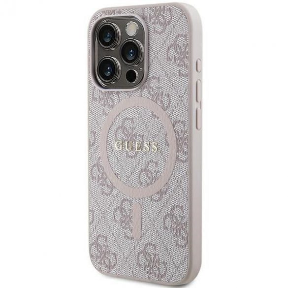 Husă originală GUESS GUHMP13LG4GFRP pentru iPhone 13 Pro (Magsafe / logo clasic 4G Ring / roz)