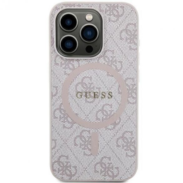 Husă originală GUESS GUHMP13LG4GFRP pentru iPhone 13 Pro (Magsafe / logo clasic 4G Ring / roz)