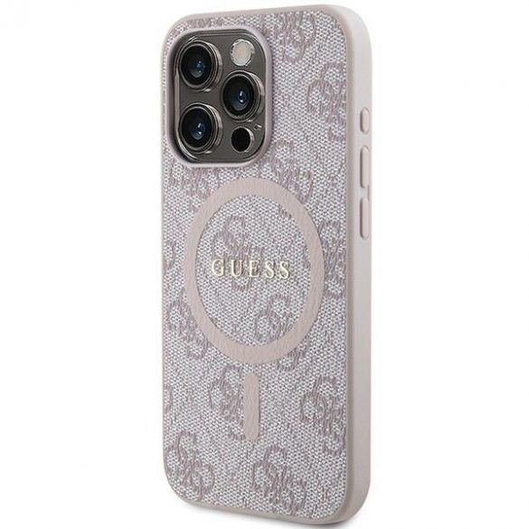 Husă originală GUESS GUHMP14LG4GFRP pentru iPhone 14 Pro (Magsafe / logo clasic 4G Ring / roz)