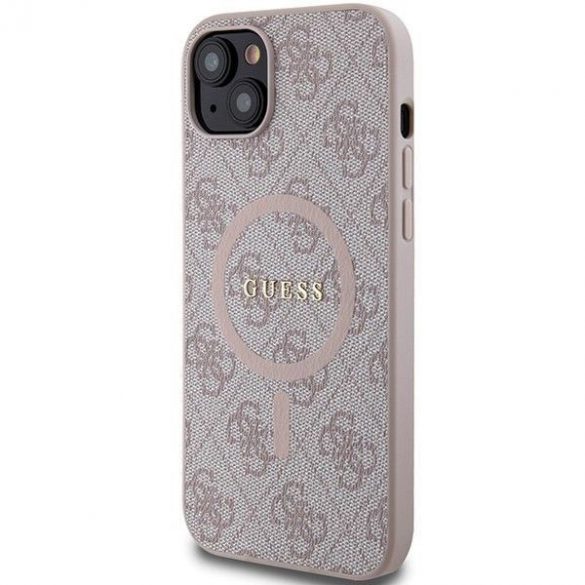 Husă originală GUESS GUHMP15SG4GFRP pentru iPhone 15 (Magsafe / 4G Ring clasic logo / roz)