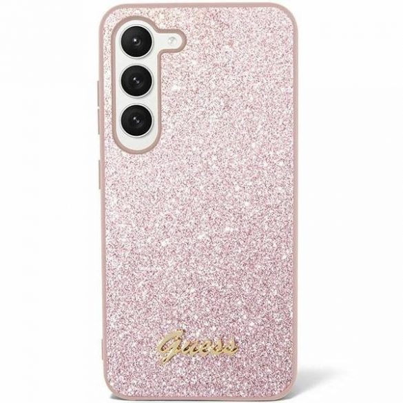 Carcasa originala GUESS GUHCS24LHGGSHP pentru Samsung S24 Ultra (Glitter Script / roz)