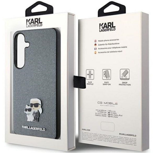 Carcasa originala KARL LAGERFELD KLHCS24SPSAKCMPG pentru SASMUNG S24 (SAFFIANO KC PIN) gri