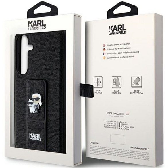 Carcasa originala KARL LAGERFELD KLHCS24SGSAKCPK pentru SASMUNG S24 (GRIPSTAND SAFFIANO KC PINS) neagra