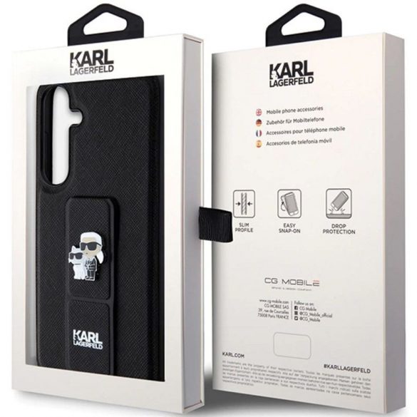 Carcasa originala KARL LAGERFELD KLHCS24LGSAKCPK pentru SASMUNG S24 Ultra (GRIPSTAND SAFFIANO KC PINS) neagra