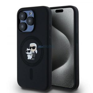 Karl Lagerfeld KLHMP15LSCMKCRHK Silicon KC Body Ring Carcasă compatibilă MagSafe pentru iPhone 15 Pro - negru