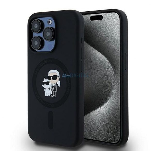 Karl Lagerfeld KLHMP15LSCMKCRHK Silicon KC Body Ring Carcasă compatibilă MagSafe pentru iPhone 15 Pro - negru