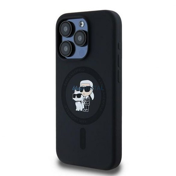 Karl Lagerfeld KLHMP15LSCMKCRHK Silicon KC Body Ring Carcasă compatibilă MagSafe pentru iPhone 15 Pro - negru