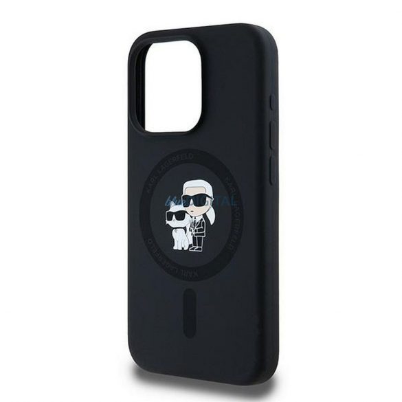 Karl Lagerfeld KLHMP15LSCMKCRHK Silicon KC Body Ring Carcasă compatibilă MagSafe pentru iPhone 15 Pro - negru