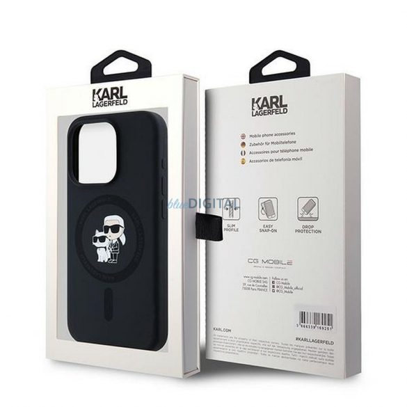 Karl Lagerfeld KLHMP15LSCMKCRHK Silicon KC Body Ring Carcasă compatibilă MagSafe pentru iPhone 15 Pro - negru