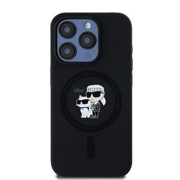 Karl Lagerfeld KLHMP15LSCMKCRHK Silicon KC Body Ring Carcasă compatibilă MagSafe pentru iPhone 15 Pro - negru