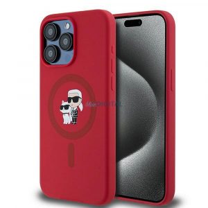 Karl Lagerfeld KLHMP15XSCMKCRHR Silicon KC Body Ring Carcasă compatibilă MagSafe pentru iPhone 15 Pro Max - roșu