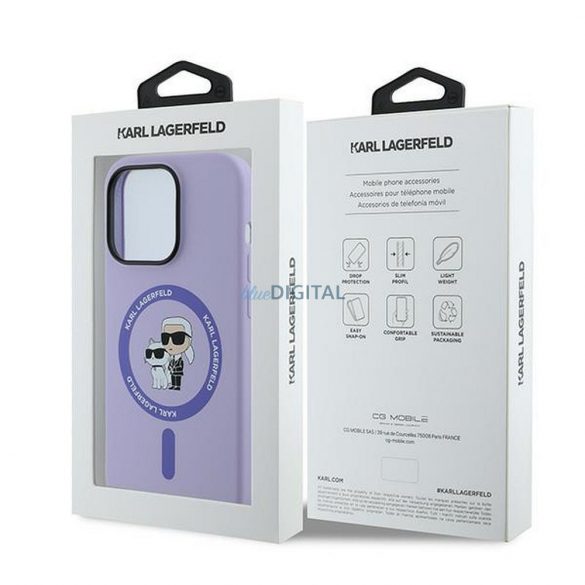 Karl Lagerfeld KLHMP14LSCMKCRHU Silicon KC Body Ring Carcasă compatibilă MagSafe pentru iPhone 14 Pro - violet