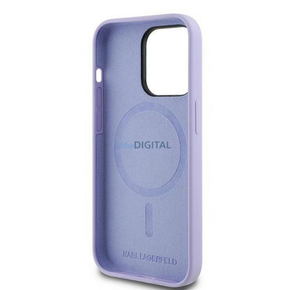 Karl Lagerfeld KLHMP14LSCMKCRHU Silicon KC Body Ring Carcasă compatibilă MagSafe pentru iPhone 14 Pro - violet