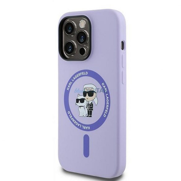 Karl Lagerfeld KLHMP14LSCMKCRHU Silicon KC Body Ring Carcasă compatibilă MagSafe pentru iPhone 14 Pro - violet