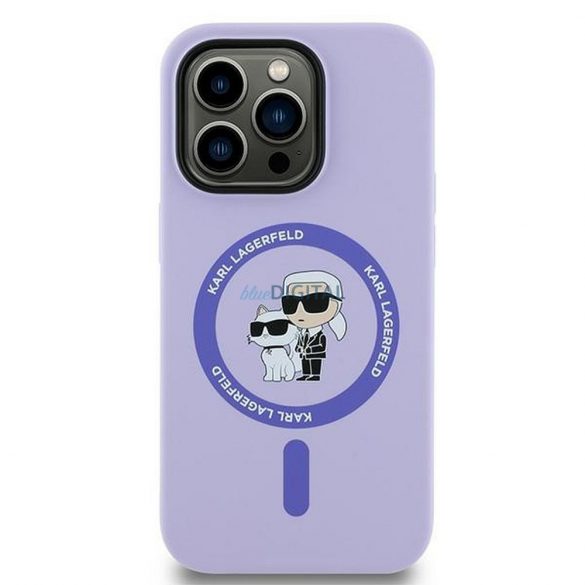 Karl Lagerfeld KLHMP14LSCMKCRHU Silicon KC Body Ring Carcasă compatibilă MagSafe pentru iPhone 14 Pro - violet