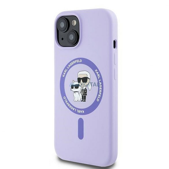 Karl Lagerfeld KLHMP15SSCMCMKCRHU Silicon KC Body Ring Carcasă compatibilă MagSafe pentru iPhone 15 - violet