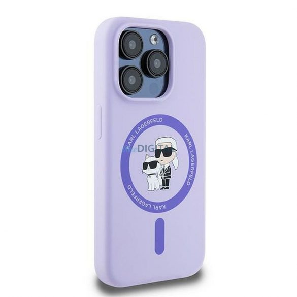 Karl Lagerfeld KLHMP15LSCMKCRHU Silicon KC Body Ring Carcasă compatibilă MagSafe pentru iPhone 15 Pro - violet