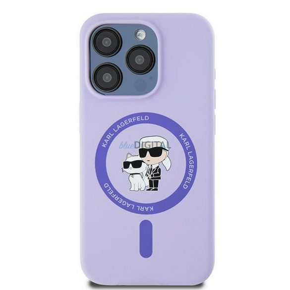 Karl Lagerfeld KLHMP15LSCMKCRHU Silicon KC Body Ring Carcasă compatibilă MagSafe pentru iPhone 15 Pro - violet